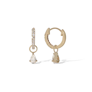 Boucles d'oreilles pendantes minimalistes en or massif 18 carats avec diamant de laboratoire taille poire, élégantes en forme de goutte, bijoux fins pour mariée et mariage - Product Image 5