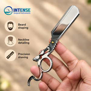 OEM Professional Barber <b>Razor</b> Black <b>Straight</b> <b>Edge</b> Shaving Shavette with 4 Free <b>Razor</b> Blades - Product Image 2