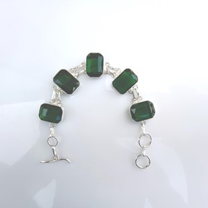 Green Topaz Bracelet Sterling Silver Plated Brass Handmade Gemstone Jewelry Adjustable Women <b>Men</b> Gift - Product Image 1