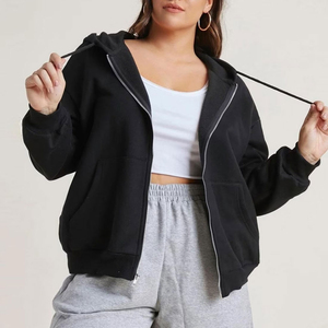 Sudadera con capucha estilo Y2K para mujer, 100% algodón, felpa francesa, con logo y estampado cruzado, estilo con cremallera para otoño e invierno - Product Image 6