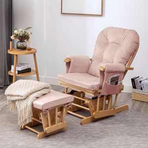 5PCS Soft Velvet Thickened Glider Rocker Replacement <b>Cushions</b> <b>Storage</b> Pocket PE Foam Washable Nonslip Universal Use for Patio - Product Image 1