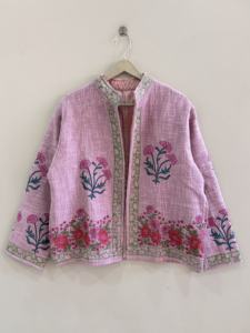 Chaqueta de algodón TNT hecha a mano con estampado de bloques para mujer, regalo para ella - Product Image 2