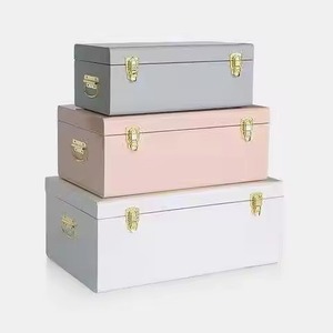 Pink Rectangular TRunk Storage <b>Box</b> with Lidded Design Stackable for Home Organization Minimalist Style Trunk <b>Box</b> For Cloths Toys - Product Image 4