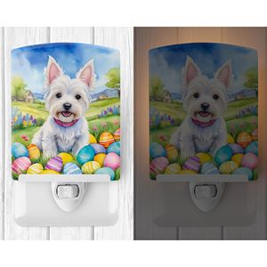 Westie Easter <b>Egg</b> Hunt Ceramic Night <b>Light</b> UL-Certified Multicolor 6x4x3 for Bedroom Bathroom Nursery Hallway or Kitchen - Product Image 2