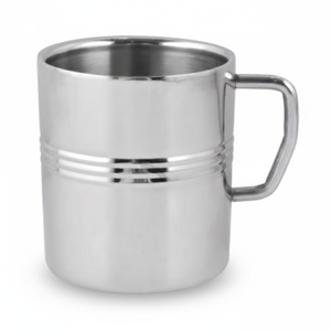 Tasses à thé Tasse à café nervurée centrale à double paroi en acier inoxydable - Product Image 1