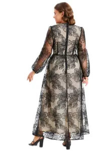 Customized Women's Plus Size Women Dress Long Sleeve Dinner Maxi Dress Organza OEM Manufacturer