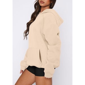 Sweat à capuche oversize en molleton pour femme avec motif brodé, manches longues et poche zippée, écologique - Product Image 6