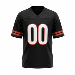Maillot de football américain noir pour hommes, col en V, manches courtes - Product Image 2
