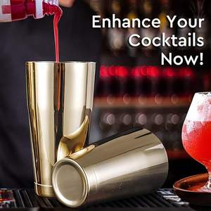 Ensemble de shaker Boston professionnel en acier inoxydable doré, 18 oz et 28 oz, deux pièces, pour barman, ustensiles de bar robustes - Product Image 4