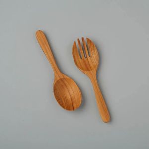 Premium Wooden Cooking Utensil Wooden <b>Salad</b> Servers Set Spatula And Fork Eco Friendly Dishwasher Safe Kitchen Utensils Set - Product Image 6