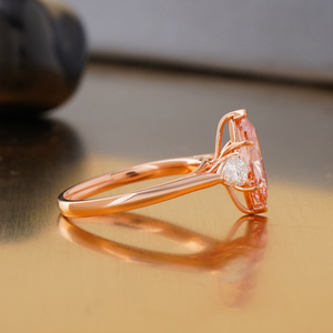 1.62 CT Vivid Red Marquise Cut Lab Grown Diamond <b>Ring</b> 14K Gold Rare Color <b>Statement</b>-Fashionable <b>Statement</b> <b>Ring</b> - Product Image 3