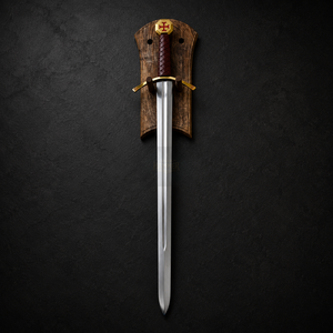 Espada Templaria Medieval Vikinga con Mango Marrón y Funda, Estilo Dark Hammer Art - Product Image 2