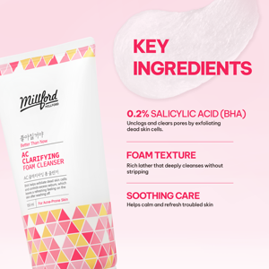 Nettoyant moussant clarifiant Millford AC 150ml Fabriqué en Corée Certifié CPNP Cosmétiques coréens - Product Image 4