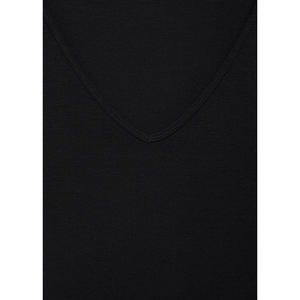 Haut en tricot noir à col en V et manches longues pour femme, coupe ajustée, couleur unie, style minimaliste, à porter toute l'année - Product Image 5
