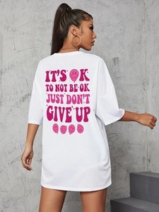 T-shirts en coton surdimensionnés personnalisés avec impression en relief, unisexes, à manches courtes, impression personnalisée, t-shirt décontracté pour femmes, fitness - Product Image 3