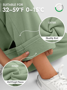 Pantalon en molleton à taille haute et jambes larges pour femme, couleur unie, fermeture à cordon, coupe ample, longueur intégrale, décontracté, pour l'automne, vert, unisexe - Product Image 6
