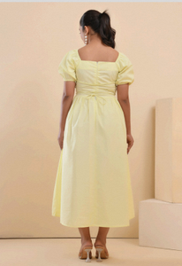 Vestido de Verano para Mujer, Color Amarillo Sólido, Elegante, Informal, para Oficina o Aire Libre, Cómodo, Ligero, 100% Algodón - Product Image 2
