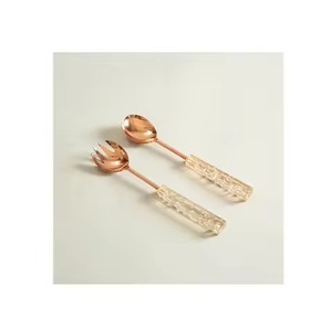 Ensemble de présentation de salade moderne, collection de cuillères et fourchettes en acier inoxydable pour restaurants - Product Image 1