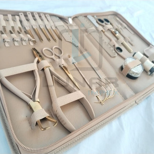 New Custom Manufacturing Hair Extension Tools Kit With Multi Hair Styling Accessories In <b>Neutral</b> Beige Color - Product Image 5