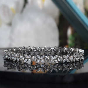 Vala Brothers Sterling Silver 9CT Lab Diamond BR-42 <b>Bracelet</b> for Engagement Gifts Marquise DEF VVS VS Clarity 15 Gram Wholesale - Product Image 5