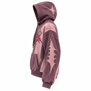 Custom Vintage Purple Pink Oversized <b>Hoodie</b> <b>Gothic</b> Streetwear Embroidered Pullover Two Tone Purple Pink <b>Hoodie</b> Custom - Product Image 3