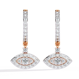อาจเรเทลต่างหูเพชรธรรมชาติเซเลสเชียลอาย 0.48 กะรัต ทอง 14K ทรงกลมเจียระไนบริลเลียนท์คัท สี HI ความสะอาดระดับ VS-SI - Product Image 2