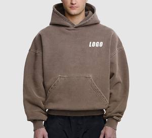 เสื้อฮู้ดดี้ทรงปกติสำหรับผู้ชาย สไตล์สตรีทแวร์ ผ้าคอตตอน 100% หนานุ่ม ซักกรดแบบพิเศษ สำหรับฤดูหนาว ผลิตโดยผู้ผลิต OEM - Product Image 1