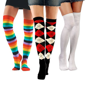 Chaussettes longues pour femmes, tricotées, unies, multicolores, personnalisables (OEM), respirantes, écologiques, en Spandex/Coton, pour usage quotidien, montant jusqu'au genou ou à la cuisse - Product Image 5