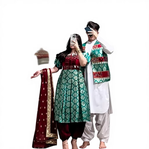 Vestido Tradicional Afgano de Encaje Vintage para Pareja, Traje Étnico Pashtun Hecho a Mano, Conjunto de Ropa Cultural para Fiesta, Clásico con Botones para Mujer - Product Image 1