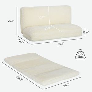 "Contemporary Cream White Plush One Seat Bean Bag <b>Floor</b> <b>Sofa</b> Bed with Foam Filling" - Product Image 3