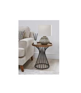 Table d'appoint en fer avec plateau en bois ArtDecor, inspirée des intérieurs créatifs, avec support en fer décoratif et bois poli - Product Image 1