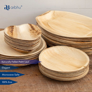 Assiette ronde de 10 pouces en feuille de palmier d'arec 100 % compostable, disponible en gros auprès d'un fournisseur indien - Product Image 2