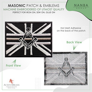 Masonic without G Thin Gray Line Embroidered Sew / Iron on Patch Badge - Product Image 2