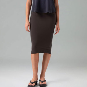 Falda lápiz ajustada para mujer, elegante falda midi de cintura alta, tela elástica para oficina, negocios y uso informal. - Product Image 1