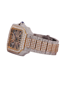 Reloj Mecánico de Lujo Personalizado, Cuadrado, Vintage, con Esfera de Diamantes Moissanite, Acero Inoxidable de Dos Tonos, Cristal de Zafiro, Fecha Automática - Product Image 2