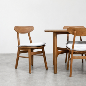 Chaises de salle à manger modernes d'extérieur en gros pour restaurant et café, en bois de teck massif, avec coussins amovibles, ensemble de chaises rembourrées pour hôtel - Product Image 1