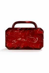Bolso de mano tipo clutch de resina marmoleada color marfil, adornado con cristales de imitación, perlas y cierre dorado. Bolso de mano con cristales de imitación color rosa. - Product Image 2