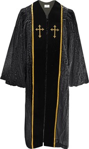 Robe de prêtre de luxe pour le clergé, robe d'église avec croix brodée, origine importée, polyester - Product Image 5