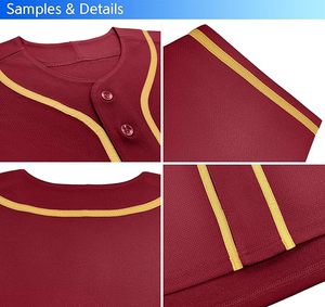 Maillot de baseball personnalisé pour homme, couleur bordeaux, manches courtes, boutons sur le devant, maille respirante, polyester, vêtements de sport, coupe régulière pour adulte - Product Image 4