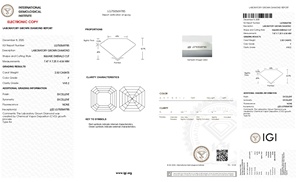 Excellent diamant de laboratoire CVD de 2,50 carats, taille Asscher, couleur F, clarté VVS2, avec certificat IGI, pour créer vos bijoux de rêve - Product Image 2