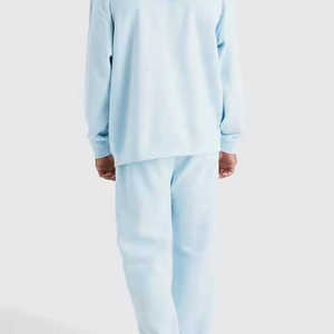 Ensemble de survêtement pour homme personnalisé à capuche, noir uni et gris ciel - 100% coton, chaud et doux - Product Image 2