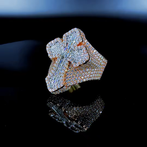 Bague Hip Hop Baguette Croix en Argent Sterling 925 Ice Out VVS Moissanite Bague Personnalisée - Product Image 5