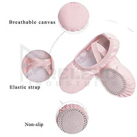 RELEVO INDUSTRIES Zapatos de Ballet Personalizados de Lona Transpirable, Suela Dividida de Cuero Genuino Suave, Zapatos Planos Ligeros para Mujeres, Niñas y Niños