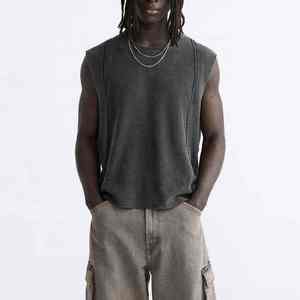 Débardeur Homme Style Urbain Hip Hop Effet Délavé Sans Manches Coton Doux Polyester Impression Graphique Personnalisée Tenue de Sport Coupe ODM - Product Image 5