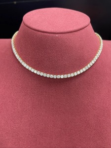 Collar de Oro Amarillo Sólido de 18K con Diamantes Estilo Tenis |   Lujoso y Elegante Conjunto Continuo para Mujer - Product Image 4
