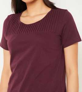 <b>Men's</b> <b>Burgundy</b> Ribbed U Neck Short Sleeve T-<b>Shirt</b> 100% Cotton Breathable Anti-Wrinkle Casual Digital Printing - Product Image 4