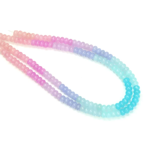 Hermosas cuentas de cuarzo lisas en forma de rondel, mezcla de colores rosa, azul y morado, cuentas de piedra preciosa de cuarzo liso de 7-8 mm, cuentas para joyería artesanal. - Product Image 3