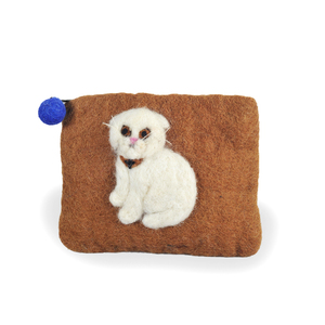 ทำด้วยมือในเนปาลผู้หญิงกระเป๋าสตางค์ของผู้หญิงที่ทำจากขนสัตว์นิวซีแลนด์ดีไซน์แมวที่มีเสน่ห์น่าดึงดูดและทันสมัย - Product Image 5