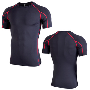 Wholesale <b>Men's</b> Slim-Fit Quick Dry <b>Compression</b> T-<b>Shirt</b> Anti-Pilling Spandex/Polyester Material for Fitness Jogging Running - Product Image 1