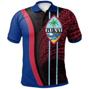 Polo imprimé polynésien Guam pour homme, manches courtes, motif noir et rouge, décontracté, respirant, 100 % polyester, coupe classique - Product Image 3